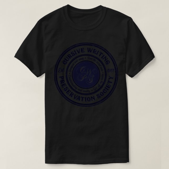 T-shirt Société de préservation de l'écriture cursive (Design devant)