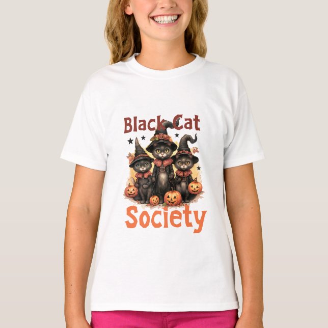 T-shirt Société du chat noir Halloween (Devant)