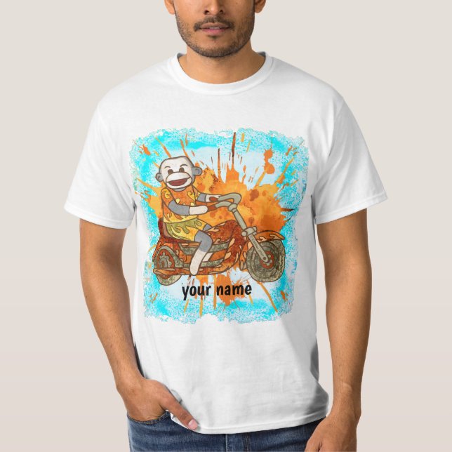 T-shirt Sock Monkey Biker  (Devant)