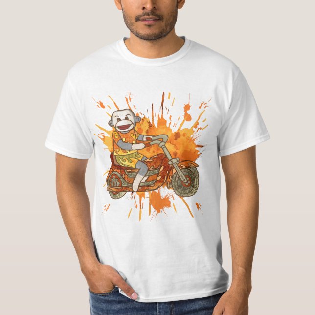 T-shirt Sock Monkey Biker (Devant)