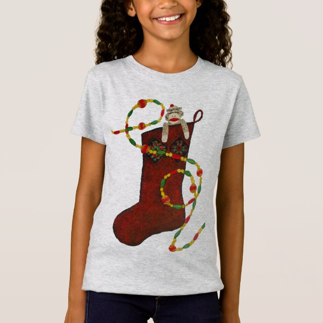 T-Shirt Sock Monkey Christmas Stocking (Devant)