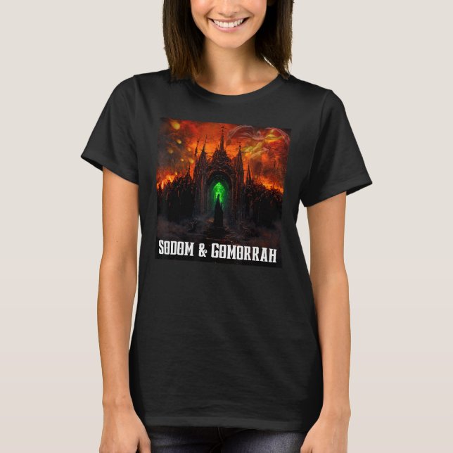 T-shirt Sodome et la ville de Gomorrhe brûle avec l'ange e (Devant)