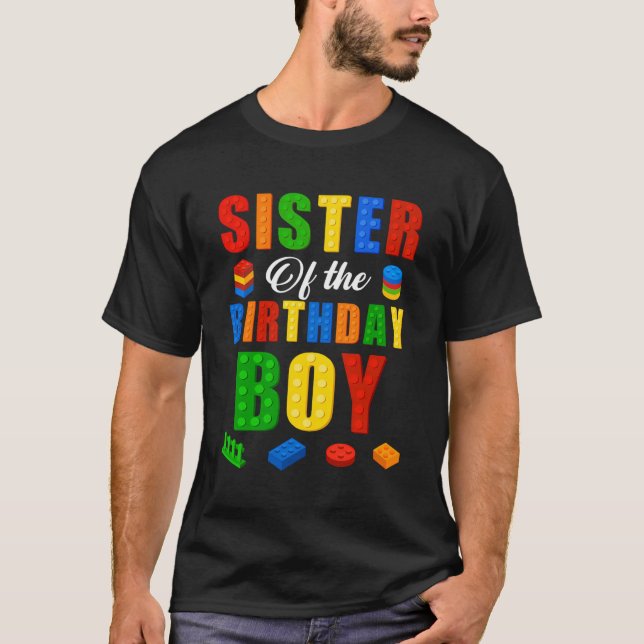 T-shirt Soeur Anniversaire Garçon Maître Constructeur Bâti (Devant)