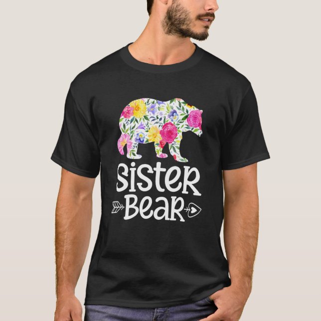 T-shirt Soeur Bear Maman Grand-mère Floral Bonne fête des  (Devant)