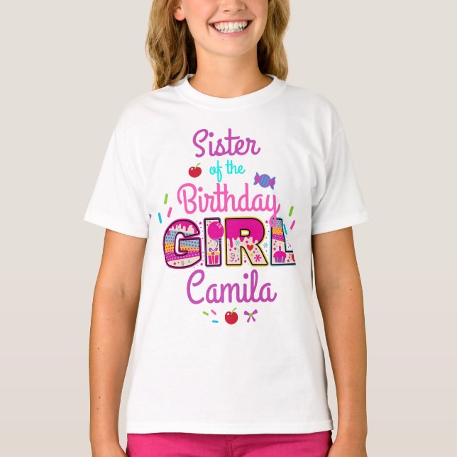T-shirt Soeur Candyland de la fille d'anniversaire | lolli (Devant)