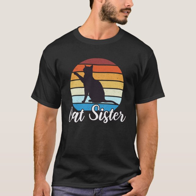 T-shirt Sœur Chat Rétro Vinatge (Devant)