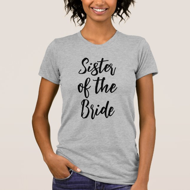 T-shirt Soeur Cursive Cute Chic de la mariée (Devant)