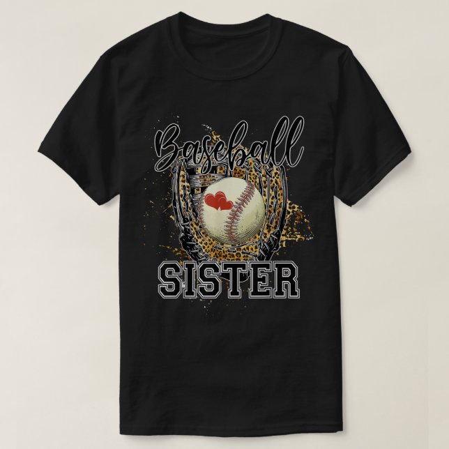 T-shirt Soeur de baseball Leopard Funny Softball Maman (Design devant)
