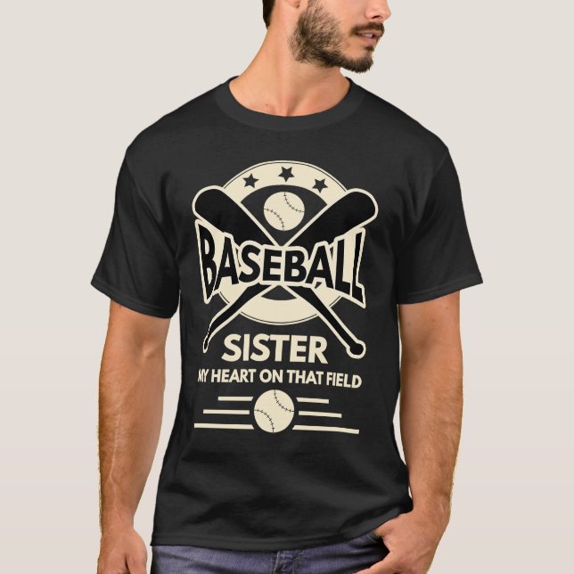 T-shirt Soeur De Baseball Mon Coeur Est Sur Ce Terrain (Devant)