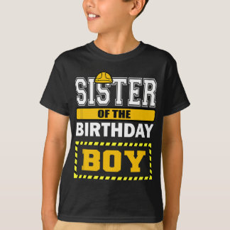 T-shirt Soeur De L'Anniversaire Boy Construction Travaille