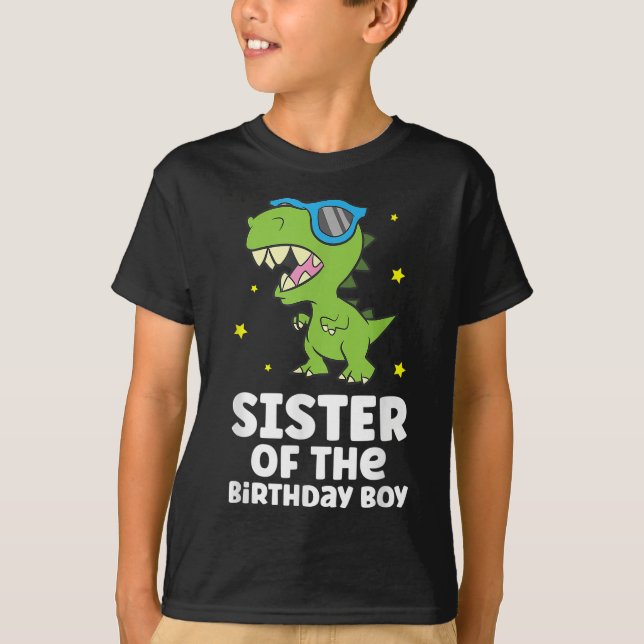 T-shirt Soeur De L'Anniversaire Boy Dinosaur Anniversaire (Devant)