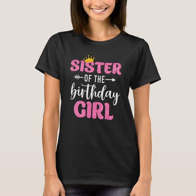 T-shirt Soeur De L'Anniversaire Fille Mignonne Princesse Q (Devant)