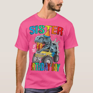 T-shirt Soeur De L'Anniversaire Garçon Monster Camion Dino