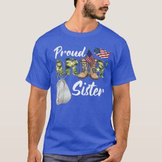 T-shirt Sœur de l'armée fière Sœur militaire avec drapeau 