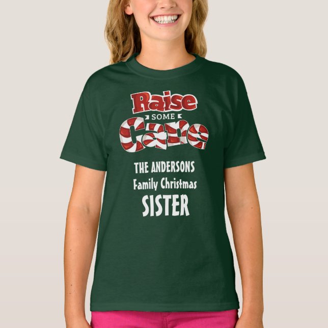 T-shirt Soeur de Noël de famille personnalisée (Devant)