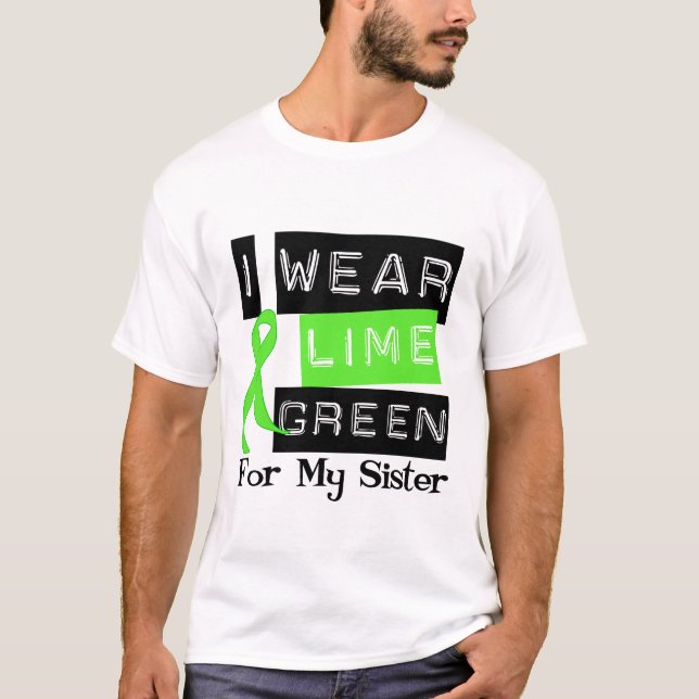 T-shirt Soeur de ruban de vert de chaux de lymphome (Devant)