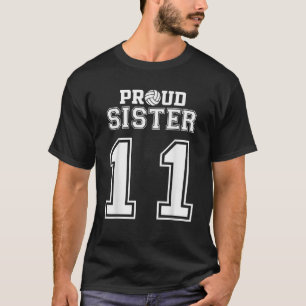 T-shirt Sœur de volley-ball fière personnalisée Numéro 11 
