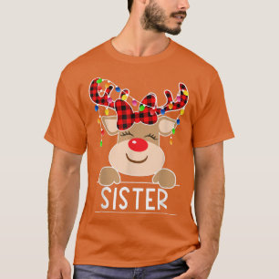 T-shirt Soeur des rennes rouges Noël Lumière Christma