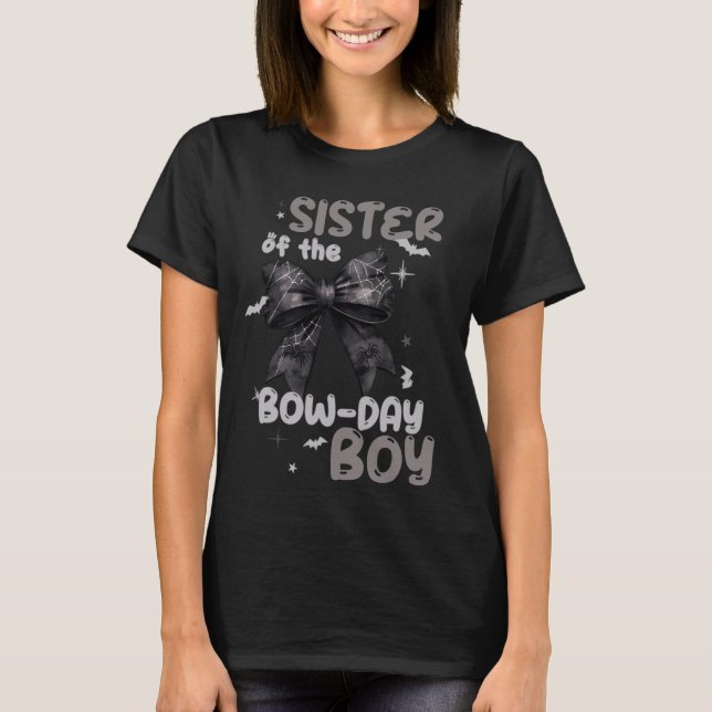 T-shirt Soeur Du Boy Spider Anniversaire Web Bow Hallowee (Devant)