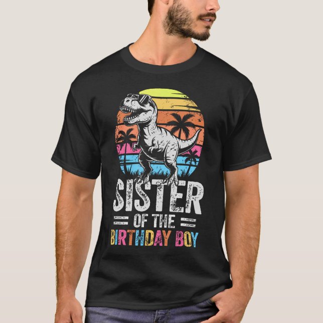 T-shirt Sœur du dinosaure de la fête d'anniversaire (Devant)