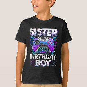 T-shirt Sœur du garçon d'anniversaire jeu vidéo drôle Bday