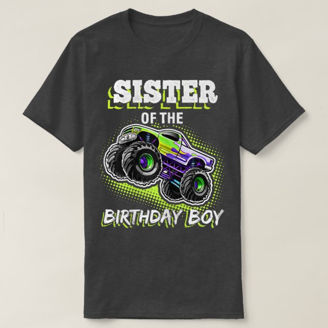 T-shirt Sœur du garçon d'anniversaire Monster Truck Annive (Design devant)