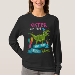 T-shirt Soeur du garçon d'anniversaire TRex Dinosaure corr