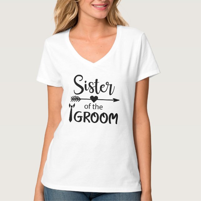 T-shirt Soeur du marié fête de mariage personnalisable (Devant)