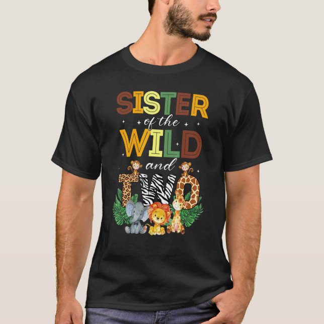 T-shirt Soeur Du Sauvage Deux Zoo Anniversaire Safari Jung (Devant)