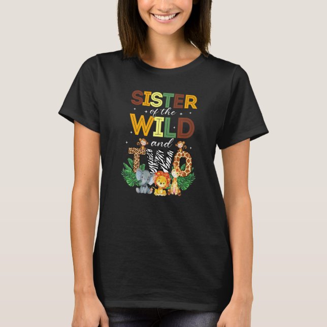 T-shirt Soeur Du Sauvage Deux Zoo Anniversaire Safari Jung (Devant)
