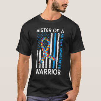 T-shirt Sœur d'un guerrier américain ruban puzzle Autisme