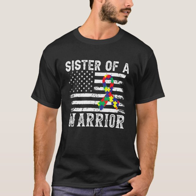 T-shirt Soeur D'Une Sensibilisation sur l'autisme De Guerr (Devant)