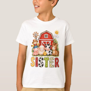 T-shirt Sœur Ferme Vache Fille Garçon Anniversaire 1 An Ma