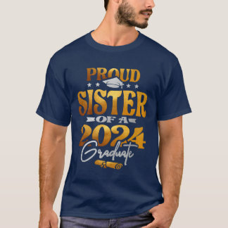 T-shirt Sœur fière d'un diplômé de la promotion 2024 Rétro