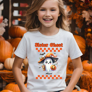 T-Shirt Soeur Ghost Nom personnalisé Halloween Cadeau