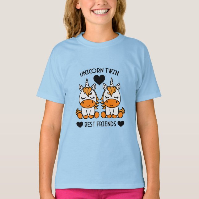 T-shirt Sœur jumelle licorne  (Devant)