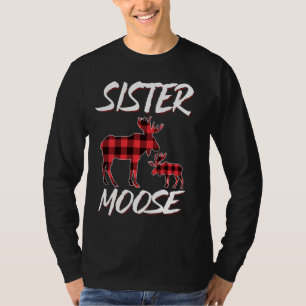T-shirt Soeur Moose Red Plaid Buffalo Correspondant Famill