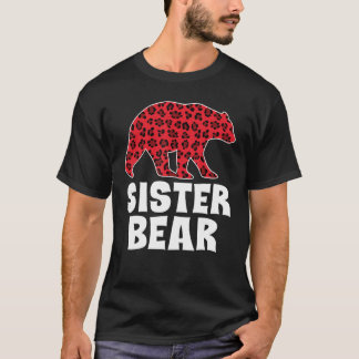 T-shirt Soeur Ours Noël Rouge léopard Famille correspondan