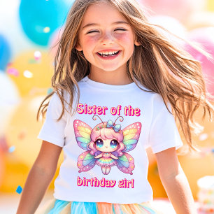 T-shirt sœur papillon fée arc-en-ciel de la fille d'annive