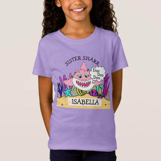 T-Shirt Soeur personnalisée de bébé requin (Devant)