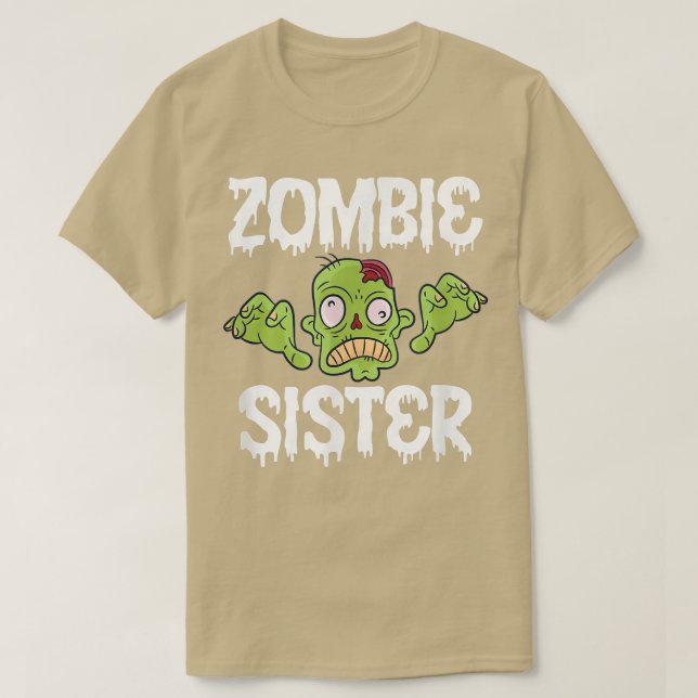 T-shirt Soeur-soeur jumelée famille Zombie Halloween 695 (Design devant)