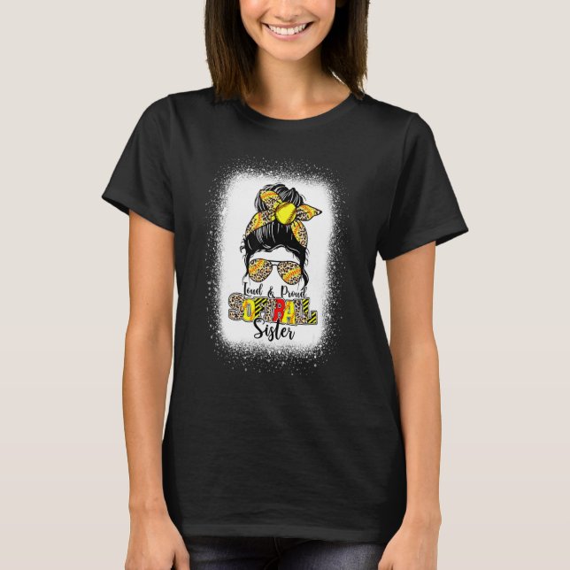 T-shirt Soeur Softball Léopard Messy Bun M (Devant)