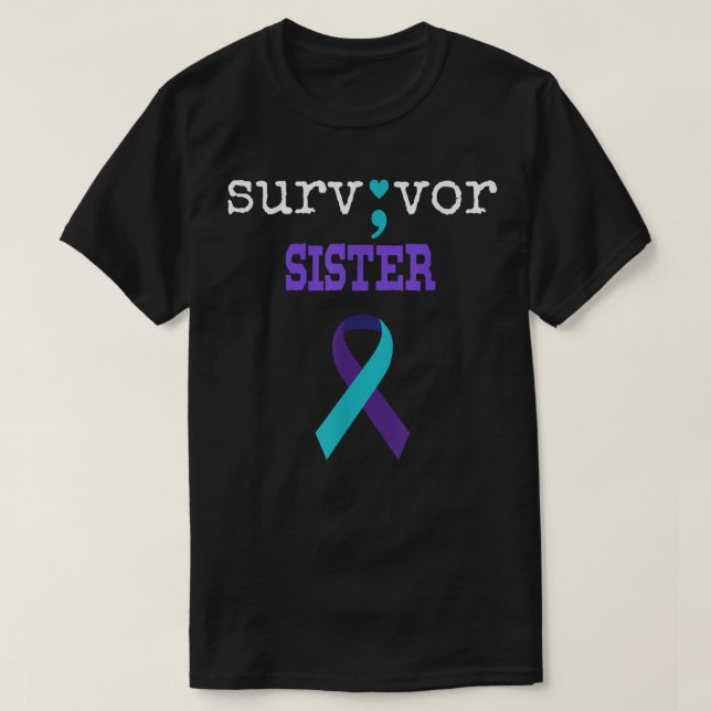 T-shirt Soeur Survivante Semicolon Don Prévention du suici (Design devant)