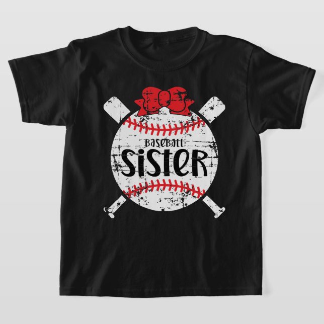 T-shirt Soeurs, noms favoris en baseball, joli arc rouge (Poser)