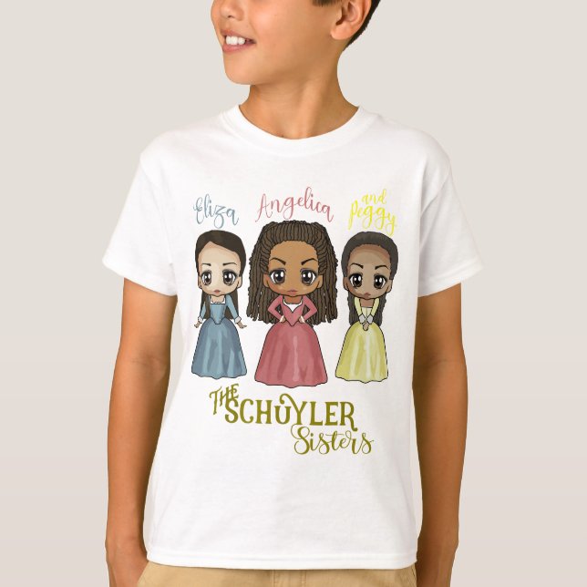 T-shirt Soeurs Schuyler - Kawaii Art par Mary Layton (Devant)