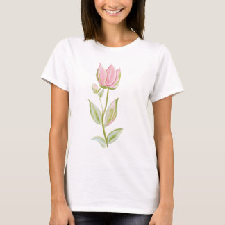 T-shirt Soft Pink Tulip Watercolor Botanical Illustration