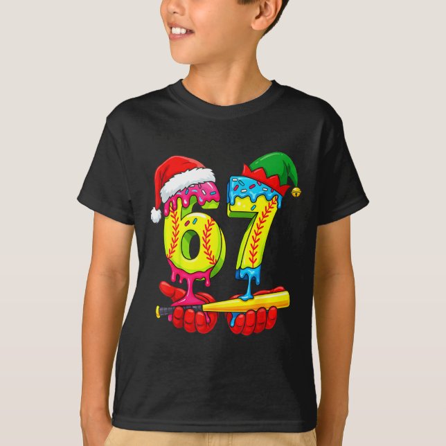 T-shirt Softball 67 Ice Cream Drip Six Seven Boys Funny Ch (Devant)