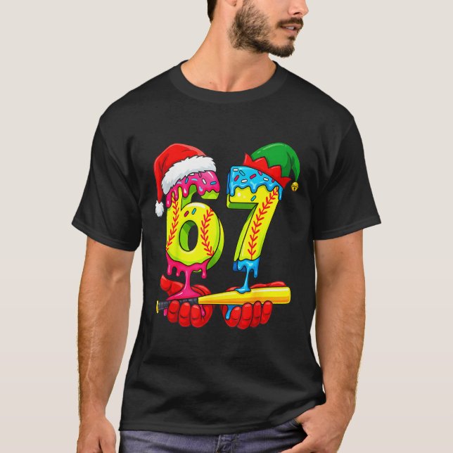 T-shirt Softball 67 Ice Cream Drip Six Seven Boys Funny Ch (Devant)