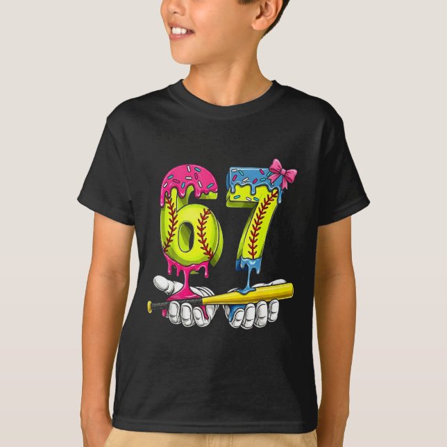 T-shirt Softball 67 Ice Cream Drip Six Seven Boys Funny Me (Devant)