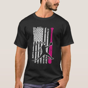 T-shirt Softball American Flag Girls Cadeau